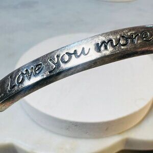 Unisex Sterling Silver & Leather "Love You More" Bracelet With Heart Charm